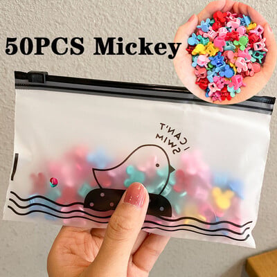 30/50 ks/sada dievčenských roztomilých farebných kvetinových hviezdičiek Mickey Mouse malé vlasové pazúriky pre deti sladké sponky do vlasov sponky do vlasov módne vlasové doplnky