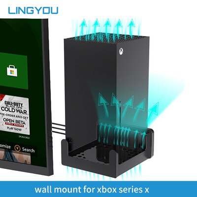 LINGYOU fali tartó Xbox Series X-hez Erős helytakarékos állványtartó akasztó hűtőventillátorokkal – falra rögzíthető a TV mellett