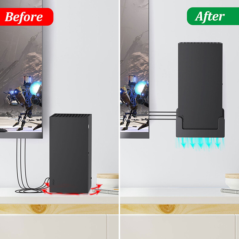 LINGYOU seinakinnitus Xbox Series X jaoks Tugev ruumisäästlik jahutusavadega statiivihoidja – paigaldatakse teleri külge seinale