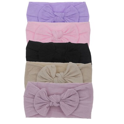 5db/tétel Baba fejpánt lányoknak gyerek puha elasztikus csomó turbán nejlon fejpántok fejpánt újszülött masni hajpánt kisgyermek hajkiegészítők