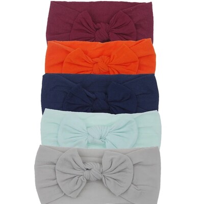 5db/tétel Baba fejpánt lányoknak gyerek puha elasztikus csomó turbán nejlon fejpántok fejpánt újszülött masni hajpánt kisgyermek hajkiegészítők