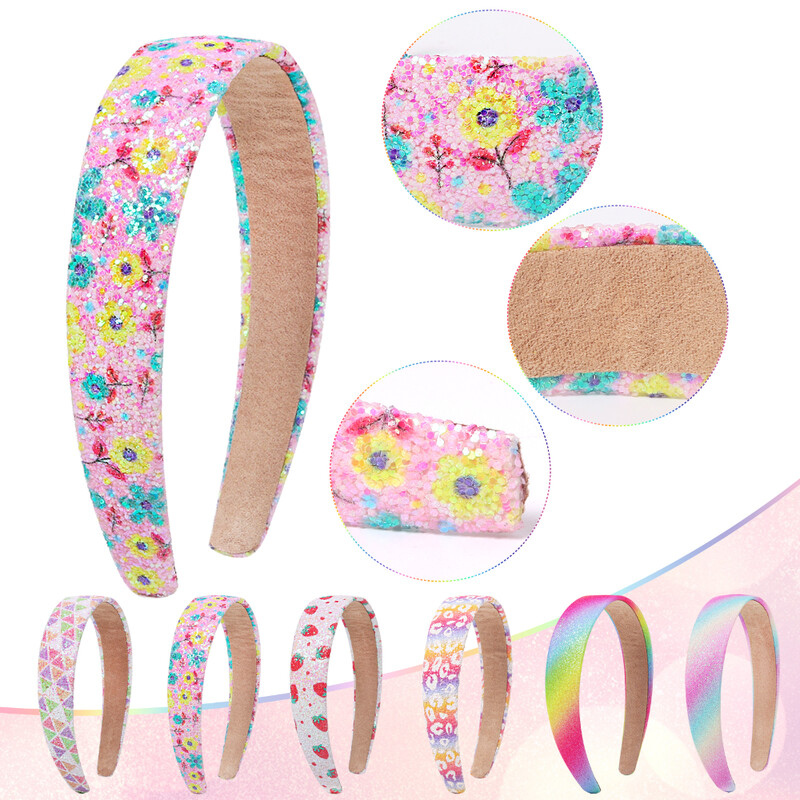 3 cm pločio moteriška spalvinga plaukų juosta Odinė blizgučiai skirta veido plovimui Merginoms Madingi blizgantys plaukų priedai Kasdieniai galvos apdangalai