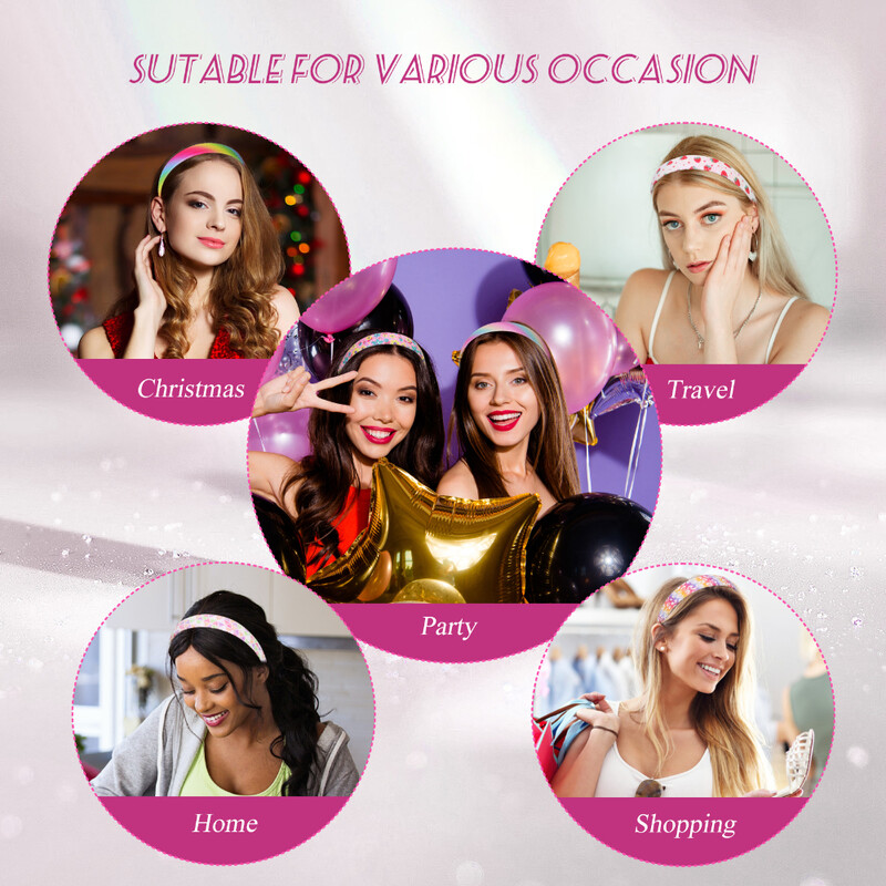 3 cm pločio moteriška spalvinga plaukų juosta Odinė blizgučiai skirta veido plovimui Merginoms Madingi blizgantys plaukų priedai Kasdieniai galvos apdangalai