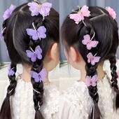 Set de 2 bucăți/set de agrafe de păr fluture pentru fete Arc dublu stratificat Breton drăguț Ace de păr Bumbac sigur pentru copii Set de accesorii de păr pentru copii