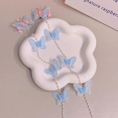 Set de 2 bucăți/set de agrafe de păr fluture pentru fete Arc dublu stratificat Breton drăguț Ace de păr Bumbac sigur pentru copii Set de accesorii de păr pentru copii