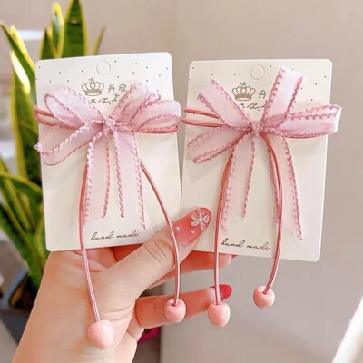 2 vnt Mieli vaikiški guminukai Sweet Bow elastingas plaukų žiedas mergaitėms Princess Kawaii plaukų kaklaraištis galvos apdangalai Vaikų plaukų aksesuarai