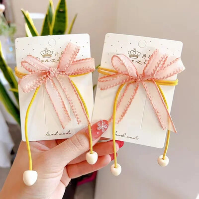 2 vnt Mieli vaikiški guminukai Sweet Bow elastingas plaukų žiedas mergaitėms Princess Kawaii plaukų kaklaraištis galvos apdangalai Vaikų plaukų aksesuarai