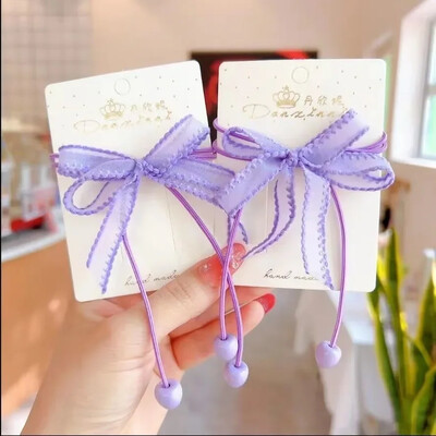 2 vnt Mieli vaikiški guminukai Sweet Bow elastingas plaukų žiedas mergaitėms Princess Kawaii plaukų kaklaraištis galvos apdangalai Vaikų plaukų aksesuarai