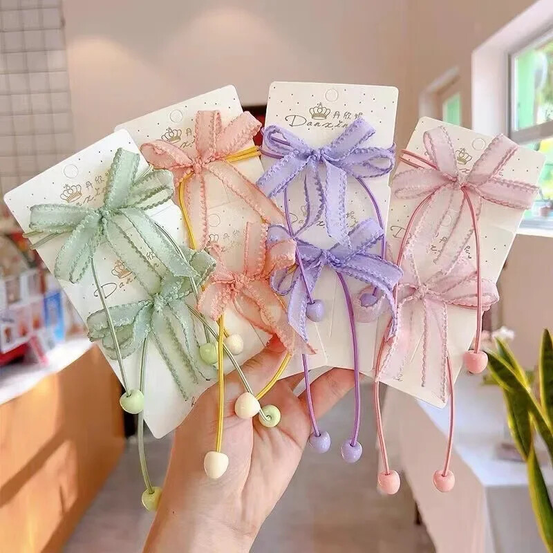 2 vnt Mieli vaikiški guminukai Sweet Bow elastingas plaukų žiedas mergaitėms Princess Kawaii plaukų kaklaraištis galvos apdangalai Vaikų plaukų aksesuarai