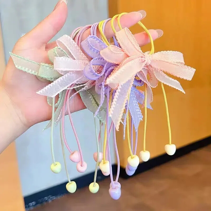 2 vnt Mieli vaikiški guminukai Sweet Bow elastingas plaukų žiedas mergaitėms Princess Kawaii plaukų kaklaraištis galvos apdangalai Vaikų plaukų aksesuarai