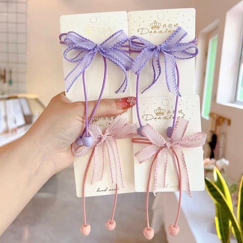 2 vnt Mieli vaikiški guminukai Sweet Bow elastingas plaukų žiedas mergaitėms Princess Kawaii plaukų kaklaraištis galvos apdangalai Vaikų plaukų aksesuarai