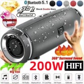 200 W maksimālās jaudas pārnēsājams Bluetooth skaļrunis IPX7 ūdensnecaurlaidīgs āra HIFI kolonnas zemfrekvences skaļrunis stereo skaņu kaste FM radio TF Boom Box