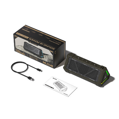 MLOVE P3 lauko Bluetooth garsiakalbis, 40 W išvesties galia Bluetooth 5.3 garsiakalbis, stereofoninis garsas IPX7 atsparus vandeniui, Micro SD kortelė, RGB šviesa