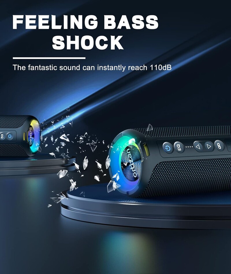 Difuzoare Bluetooth Ortizan 40W Bas îmbunătățit Difuzor portabil fără fir pentru exterior 30 de ore Difuzor de duș impermeabil IP7 Bluetooth 5.3