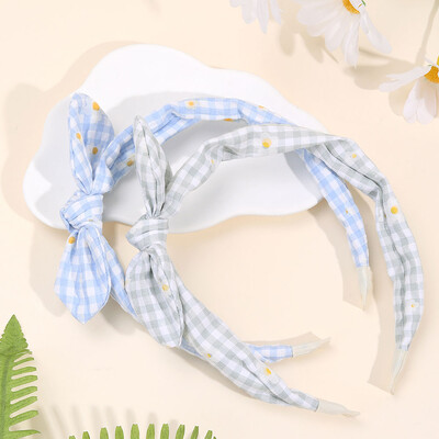 2 bucăți drăguțe urechi de iepure bentite pentru fete bentițe de păr cu flori dulci pentru copii cerce de păr imprimate cu zăbrele minunate accesorii de păr pentru copii