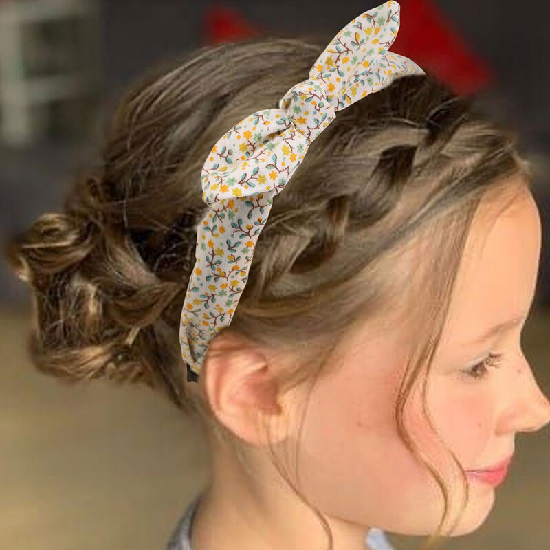 2 bucăți drăguțe urechi de iepure bentite pentru fete bentițe de păr cu flori dulci pentru copii cerce de păr imprimate cu zăbrele minunate accesorii de păr pentru copii