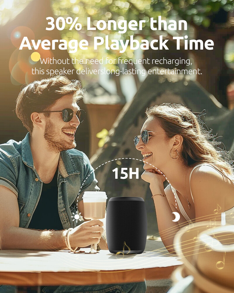 Bluetooth zvučnik, snažan mali prijenosni bežični zvučnik s FM radiom, IPX6 vodootporan, 5 načina rada LED svjetla, mikrofon, USB