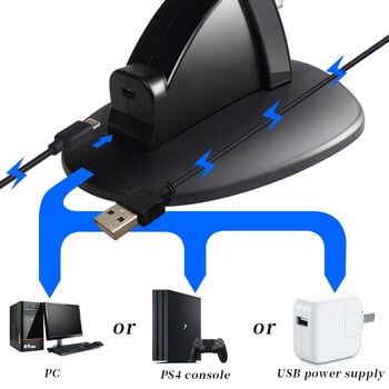 Βάση βάσης DATA FROG LED Dual USB Charging Dock Charger Charger Charger για Sony PS4/PS4 Slim/PS4 Pro Gamepad[Δωρεάν δώρο]