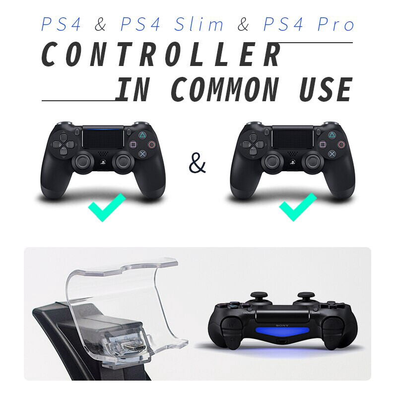 DATA FROG LED Dock de încărcare USB dublu Suport pentru controler pentru încărcător pentru gamepad Sony PS4/PS4 Slim/PS4 Pro [Cadou gratuit]