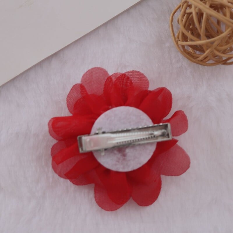 5cm saténové mini DIY kvety pre deti, butikové šifónové kvety, vianočné svadobné dievčenské sponky do vlasov alebo bez sponiek, doplnok 30 ks/sada