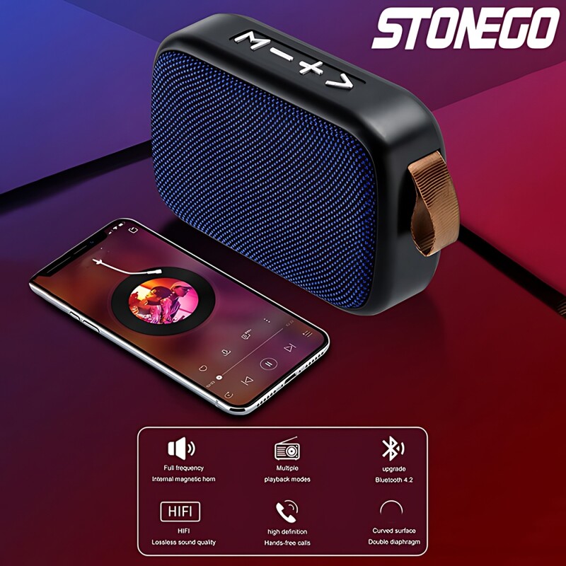 STONEGO 1PC belaidis „Bluetooth“ garsiakalbis, nešiojamasis 3D stereofoninis garsiakalbis, lauko garsiakalbis, palaikantis FM TF kortelę