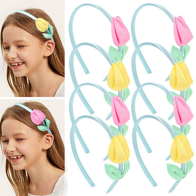 Oaoleer Noua Bentita de lalele pentru fetite Bentita de par cu flori dulci Cerceta de par prințesa Accesorii pentru păr pentru copii Ornamente