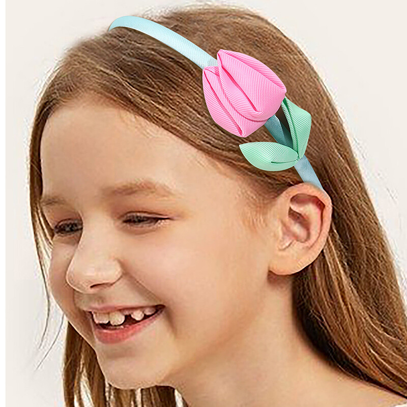 Oaoleer Noua Bentita de lalele pentru fetite Bentita de par cu flori dulci Cerceta de par prințesa Accesorii pentru păr pentru copii Ornamente