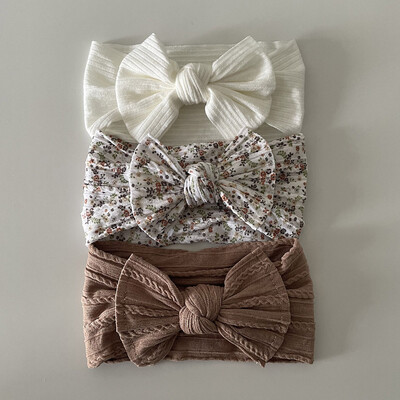 3 τεμάχια/Παρτίδα, Knot Φιόγκος μαλακές νάιλον κορδέλες για μωρό καλώδιο Πλεκτό νάιλον τουρμπάνι κεφαλής περιτυλίγματα κεφαλής για βρέφη Αξεσουάρ για βρεφικά μαλλιά Παιδικά καλύμματα κεφαλής