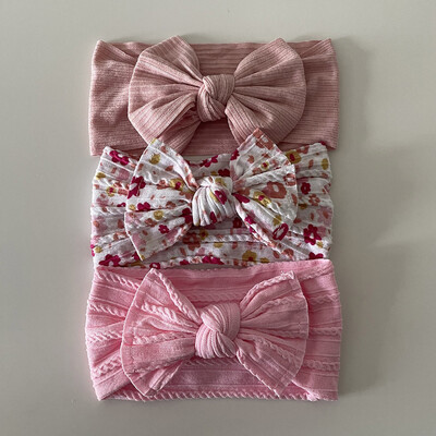 3 τεμάχια/Παρτίδα, Knot Φιόγκος μαλακές νάιλον κορδέλες για μωρό καλώδιο Πλεκτό νάιλον τουρμπάνι κεφαλής περιτυλίγματα κεφαλής για βρέφη Αξεσουάρ για βρεφικά μαλλιά Παιδικά καλύμματα κεφαλής