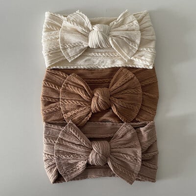 3 τεμάχια/Παρτίδα, Knot Φιόγκος μαλακές νάιλον κορδέλες για μωρό καλώδιο Πλεκτό νάιλον τουρμπάνι κεφαλής περιτυλίγματα κεφαλής για βρέφη Αξεσουάρ για βρεφικά μαλλιά Παιδικά καλύμματα κεφαλής