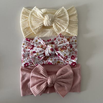 3 τεμάχια/Παρτίδα, Knot Φιόγκος μαλακές νάιλον κορδέλες για μωρό καλώδιο Πλεκτό νάιλον τουρμπάνι κεφαλής περιτυλίγματα κεφαλής για βρέφη Αξεσουάρ για βρεφικά μαλλιά Παιδικά καλύμματα κεφαλής