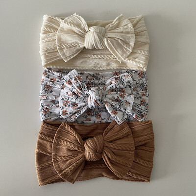 3 τεμάχια/Παρτίδα, Knot Φιόγκος μαλακές νάιλον κορδέλες για μωρό καλώδιο Πλεκτό νάιλον τουρμπάνι κεφαλής περιτυλίγματα κεφαλής για βρέφη Αξεσουάρ για βρεφικά μαλλιά Παιδικά καλύμματα κεφαλής