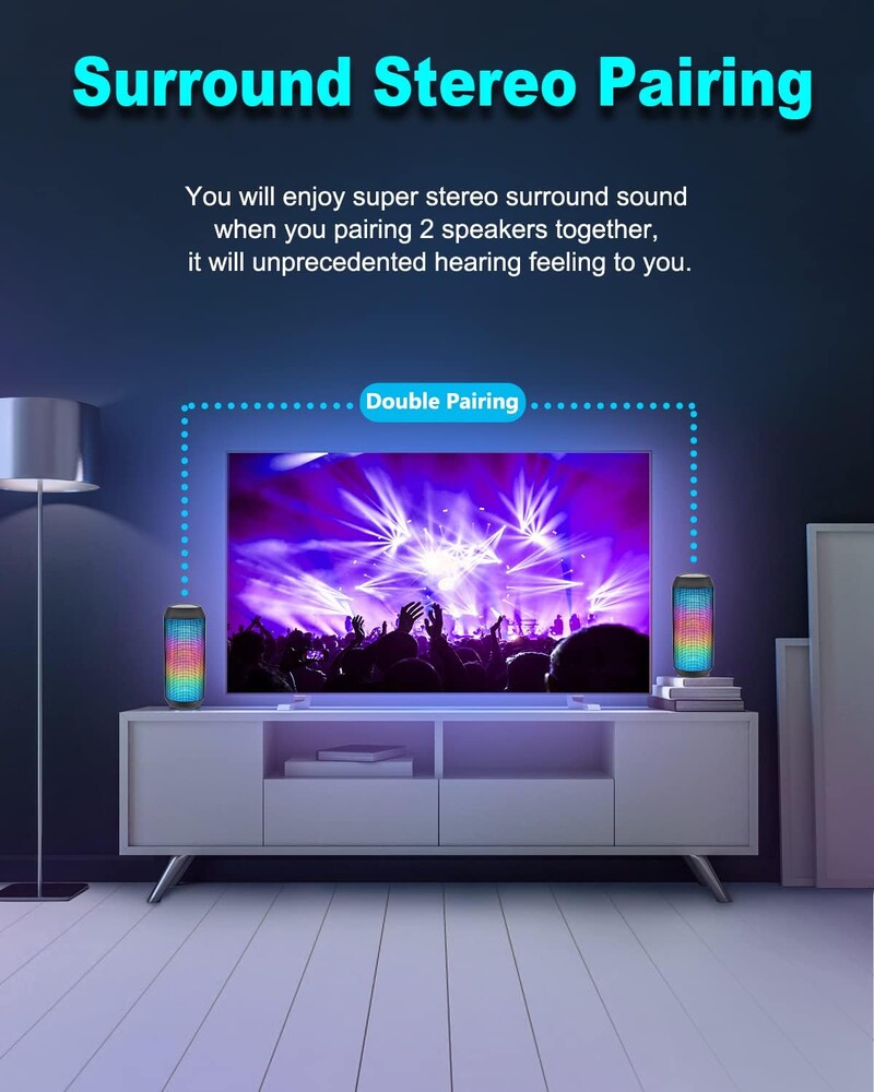 Bezdrôtový prenosný Bluetooth reproduktor/Bluetooth reproduktor/Priestorový stereo/Ľahký/Vodeodolný/Na kempovanie v prírode/