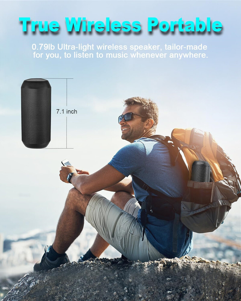 Bezdrôtový prenosný Bluetooth reproduktor/Bluetooth reproduktor/Priestorový stereo/Ľahký/Vodeodolný/Na kempovanie v prírode/