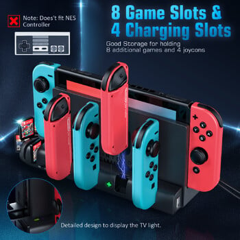 За Switch Joycon Charger Switch OLED контролери Fast Charge Switch Pro Controller Dock Station 8 игрови слота за Nintendo