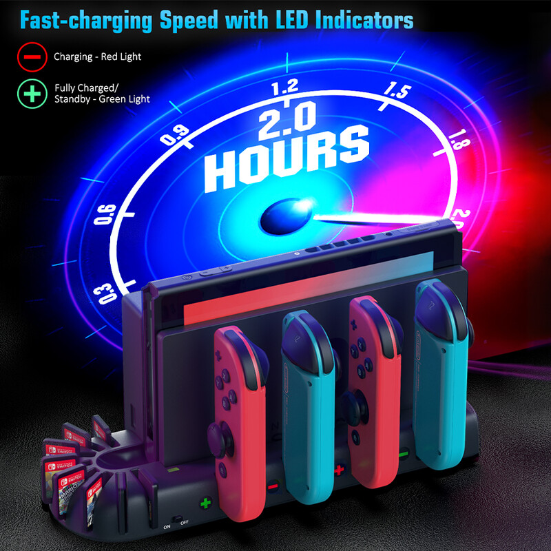 Pentru Switch Joycon Încărcător Switch Controlere OLED Comutator de încărcare rapidă Pro Controller Dock Station 8 Sloturi pentru jocuri pentru Nintendo
