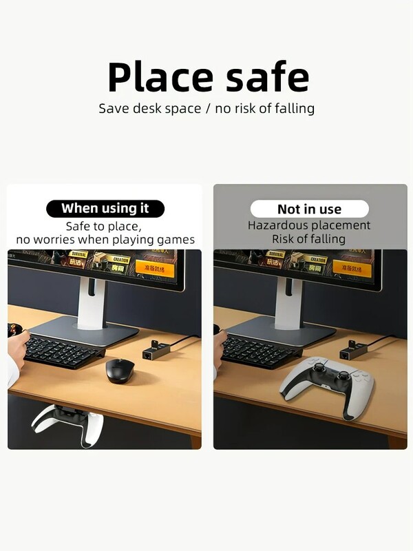 „Data Frog“ žaidimų valdiklio pakabos laikiklis, skirtas PS4 PS5 po stalu, pakabinamas laikymo stovas, klijuojamas vairasvirtės žaidimų pulto priedai