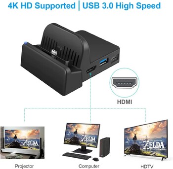 Switch Dock for Nintendo Switch Portable Nintendo Switch Docking Station για τηλεόραση με θύρες φόρτισης 4K HDMI/USB 3.0/ USB-C