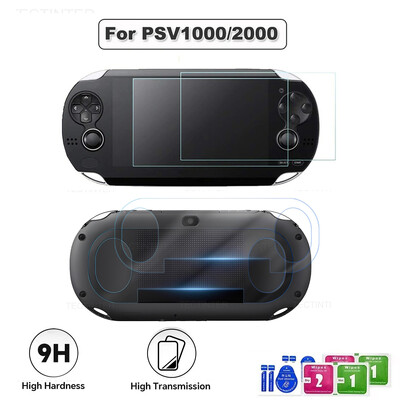 Sony PS Vita PSV 1000 Clear Full HD ekrāna aizsargs rūdīts stikls priekšējais+aizmugurējais vāks aizsargplēves aizsargs priekš PS Vita 2000