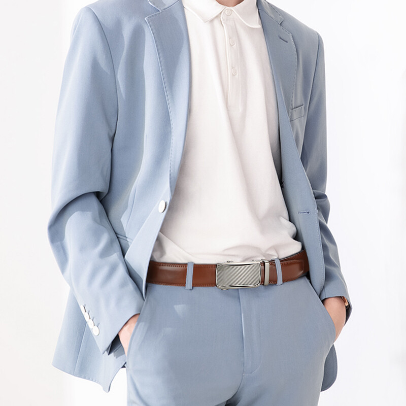 Valódi bőr racsnis öv férfiaknak – állítható automatikus csat, hétköznapi üzleti stílus, kiváló minőségű bőr panel