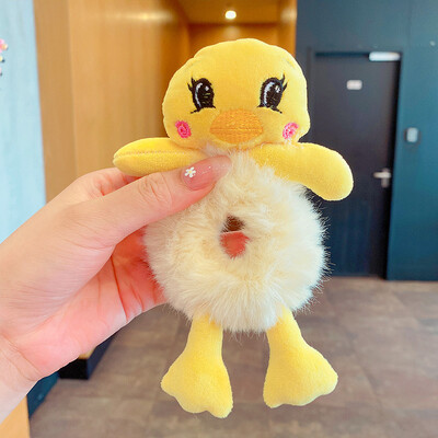 Pandos karvės katės triušio pliušinės elastinės plaukų juostelės, saldūs kaklaraiščiai, moteriškos merginos, mielos animacinių filmų plaukų traškučiai Kalėdos