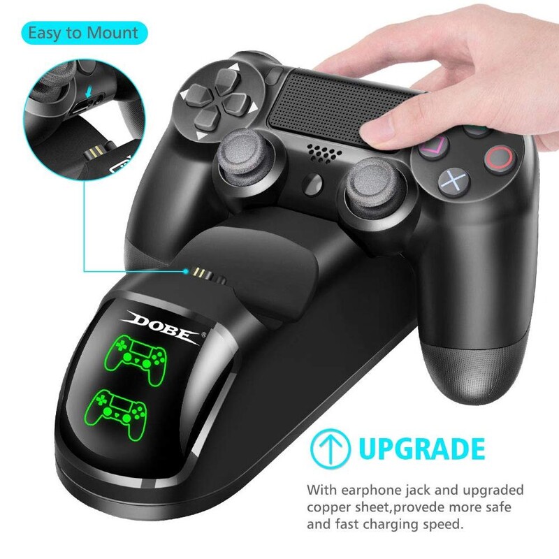 Încărcător pentru controler PS4, stație de încărcare USB pentru controler DualShock 4, stație de încărcare PS 4 pentru Sony PS4/ PS4 Slim/ PS4 Pro