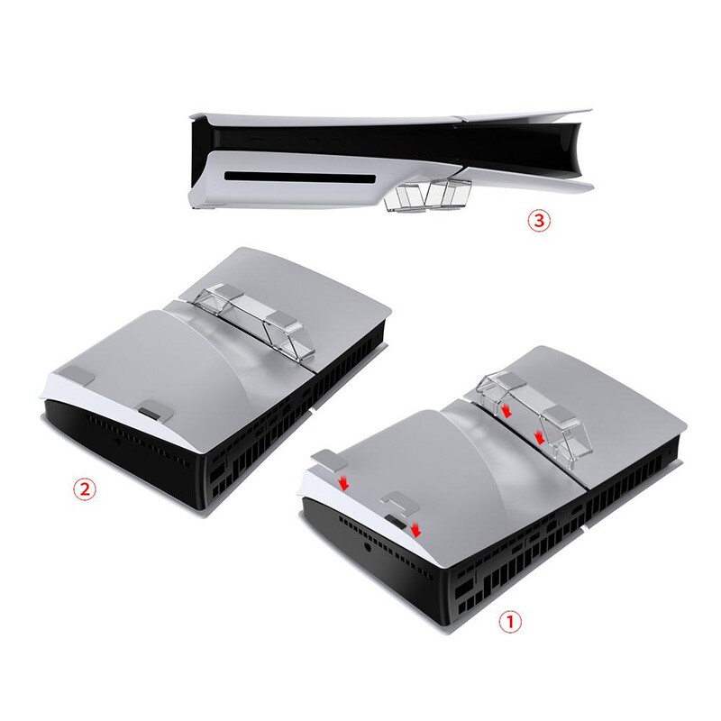 Horizontalus stovas, skirtas PS5 Slim Digital / Optical Drive Edition žaidimų konsolės doko laikiklio laikiklis, skaidrus pagrindas, skirtas PS 5 Slim