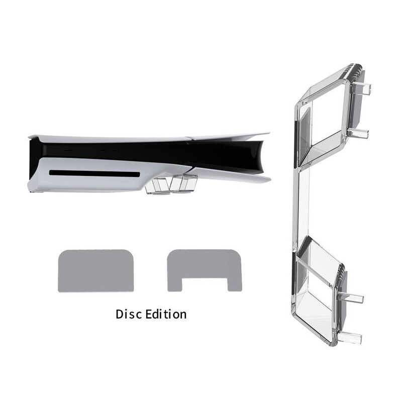 Horizontalus stovas, skirtas PS5 Slim Digital / Optical Drive Edition žaidimų konsolės doko laikiklio laikiklis, skaidrus pagrindas, skirtas PS 5 Slim