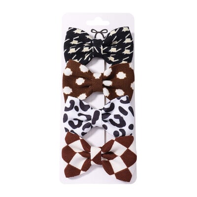 4 vnt. / rinkinys Leopardo taškeliais marginti lankeliai plaukų segtukai mergaitėms audiniai vintažiniai languoti lankai plaukų segtukai, galvos apdangalai, plaukų priedai