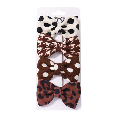 4 vnt. / rinkinys Leopardo taškeliais marginti lankeliai plaukų segtukai mergaitėms audiniai vintažiniai languoti lankai plaukų segtukai, galvos apdangalai, plaukų priedai