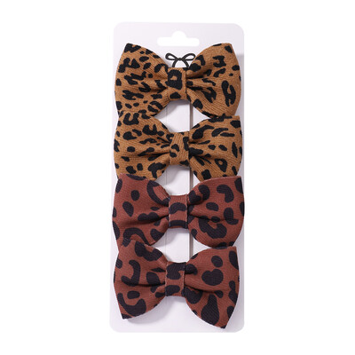 4 vnt. / rinkinys Leopardo taškeliais marginti lankeliai plaukų segtukai mergaitėms audiniai vintažiniai languoti lankai plaukų segtukai, galvos apdangalai, plaukų priedai