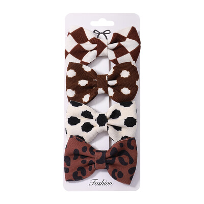 4 vnt. / rinkinys Leopardo taškeliais marginti lankeliai plaukų segtukai mergaitėms audiniai vintažiniai languoti lankai plaukų segtukai, galvos apdangalai, plaukų priedai