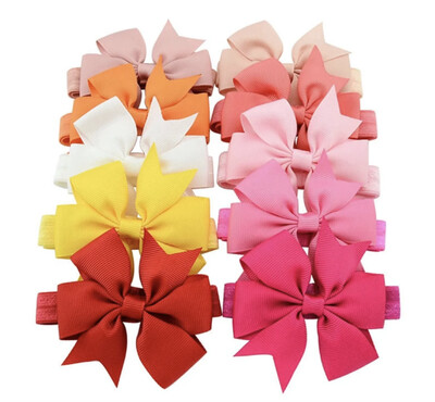 10 vienetų mergaičių galvos juostos 3 colių Grosgrain juostelės plaukų lankeliai, skirti kūdikiams, kūdikiams ir mažiems vaikams