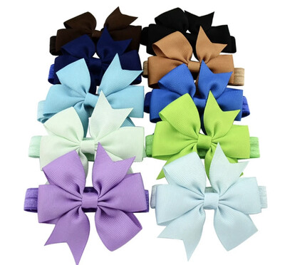 10 vienetų mergaičių galvos juostos 3 colių Grosgrain juostelės plaukų lankeliai, skirti kūdikiams, kūdikiams ir mažiems vaikams